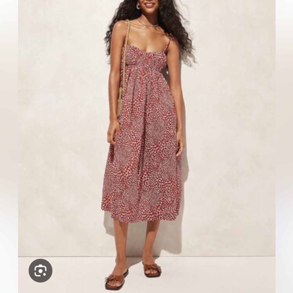 J. Crew Empire-waist Midi Dress in Strawberry Swirl Print